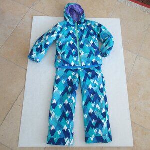 Obermeyer Kids 2 Piece Snow Ski Suit Set Sz 8 Coat Jacket Pants & Bibs Fox Blue